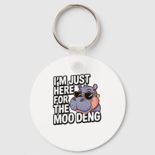 I'm Just Here For Moo Deng Cute Baby Hippo Bouncy Key Ring