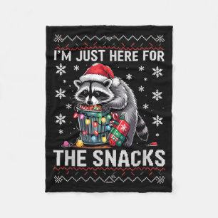 I'm Just Here For Snacks Raccoon Christmas Kids To Fleece Blanket