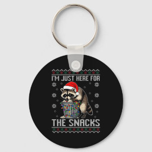 I'm Just Here For Snacks Raccoon Christmas Kids To Key Ring