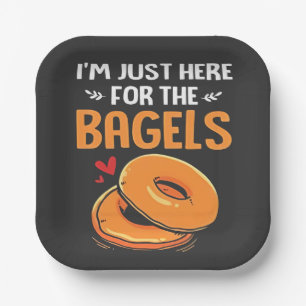 I'm Just Here for the Bagels Jewish Food  Paper Plate