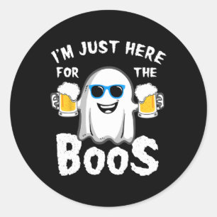 I'm Just Here For The Boos Funny Halloween Beer Lo Classic Round Sticker