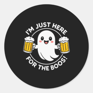 I'm Just Here For The Boos Funny Halloween Ghost M Classic Round Sticker