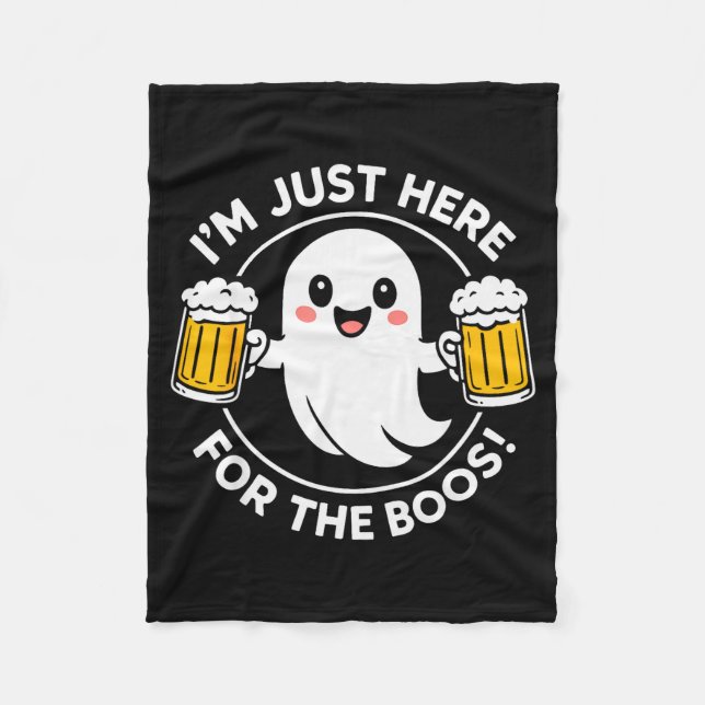 I'm Just Here For The Boos Funny Halloween Ghost M Fleece Blanket (Front)