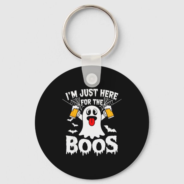I'm Just Here For The Boos Funny Halloween Ghost M Key Ring (Front)