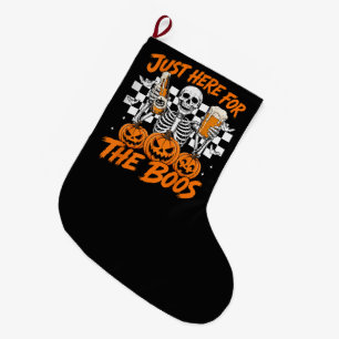 I'm Just Here for The Boos Halloween Skeleton Large Christmas Stocking