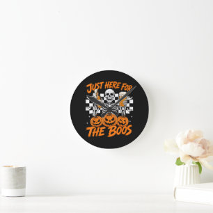 I'm Just Here for The Boos Halloween Skeleton Round Clock