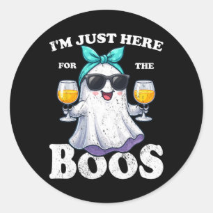 I'm Just Here For The Boos Halloween Women Ghost C Classic Round Sticker