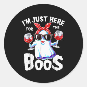 I'm Just Here For The Boos Halloween Women Ghost C Classic Round Sticker