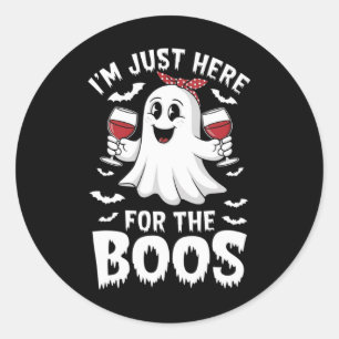 I'm Just Here For The Boos Halloween Women Ghost G Classic Round Sticker