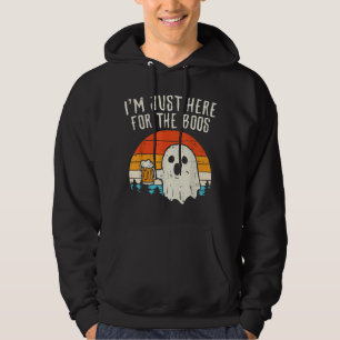 Im Just Here For The Boos Retro Ghost Beer Hallowe Hoodie