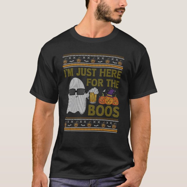 I'm Just Here for the Boos Ugly Sweater Halloween  (Front)