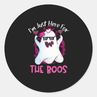 Im Just here For The Boos Wine Funny Halloween Classic Round Sticker
