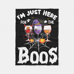 I'm Just Here For The Boos Wine Gles Halloween Dri Fleece Blanket