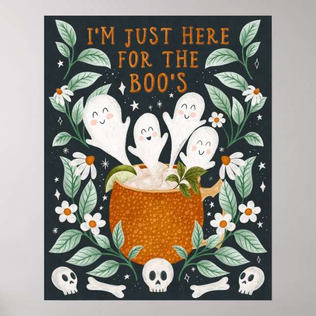 'I'm just here for the Booze' - Halloween Print (Front)