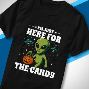 I'm Just Here for the Candy Cute Alien Halloween T-Shirt