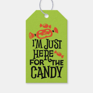 I'm Just Here for the Candy Green Halloween Party Gift Tags