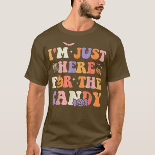 Im Just Here For The Candy Halloween Groovy Retro T-Shirt