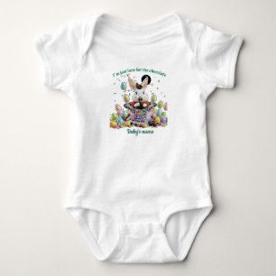 I'm just here for the chocolate-Cute Easter bunny Baby Bodysuit