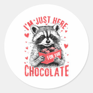 I'm Just Here For The Chocolate Funny Raccoon Vale Classic Round Sticker