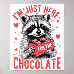 I'm Just Here For The Chocolate Funny Raccoon Vale Poster