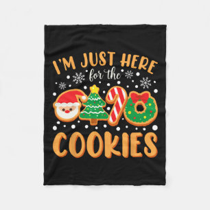 I'm Just Here For The Cookies Funny Xmas Meme Cute Fleece Blanket