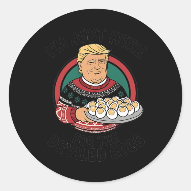 I'm Just Here For The Deviled Eggs Funny Thanksgiv Classic Round Sticker (Front)
