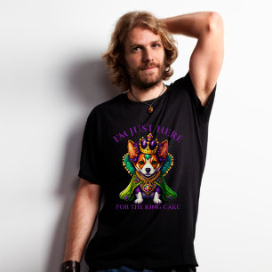 I'm Just Here For The King Cake Dog Mardi Gras  T-Shirt