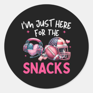 Im Just Here For The Snack Football American Flag Classic Round Sticker