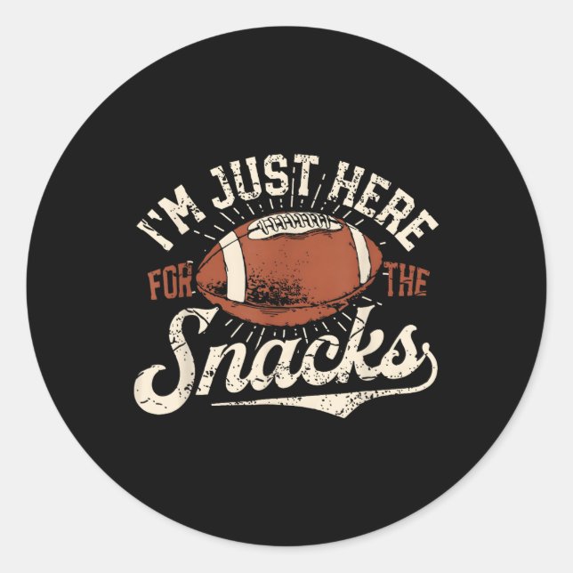 Im Just Here For The Snacks Funny Fantasy Football Classic Round Sticker (Front)