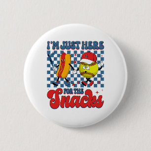 I'm Just Here For The Snacks Softll Hotdog 4th Of  6 Cm Round Badge
