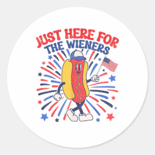 I'm Just Here For The Wieners 4th Of July Funny Ho Classic Round Sticker