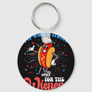I'm Just Here For The Wieners Firework Hot Dog 4th Key Ring