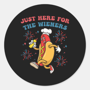 I'm Just Here For The Wieners Funny 4th Of July Bb Classic Round Sticker