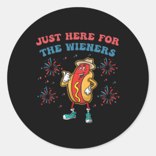 I'm Just Here For The Wieners Funny 4th Of July Bb Classic Round Sticker
