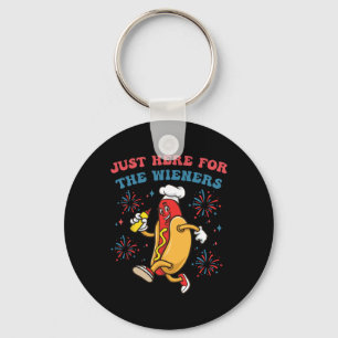 I'm Just Here For The Wieners Funny 4th Of July Bb Key Ring