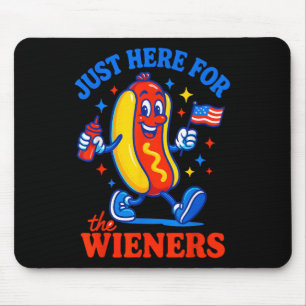 Im Just Here For The Wieners Funny 4th Of July Hot Mouse Pad