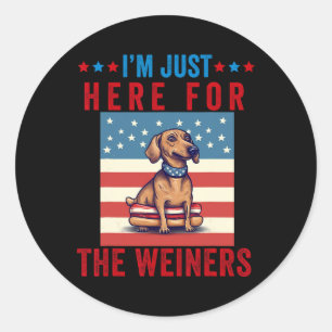 I'm Just Here For Weiners Funny 4th July Hot Dog S Classic Round Sticker