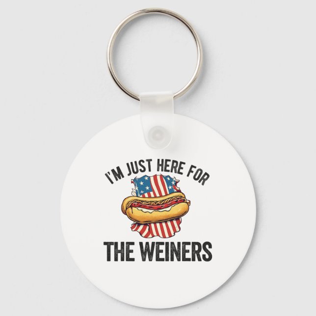 I'm Just Here For Weiners Funny 4th July Hot Dog S Key Ring (Front)