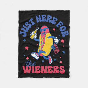 I'm Just Here For Wieners Shirt 4th Of July Hotdog Fleece Blanket
