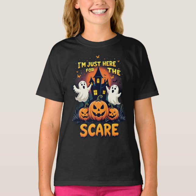 I'm Just Here The Scare Halloween Horror Vibes T-Shirt (Front)