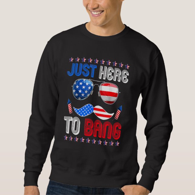 Im Just Here To Bang Usa Flag Sunglasses 4th Of Ju Sweatshirt (Front)