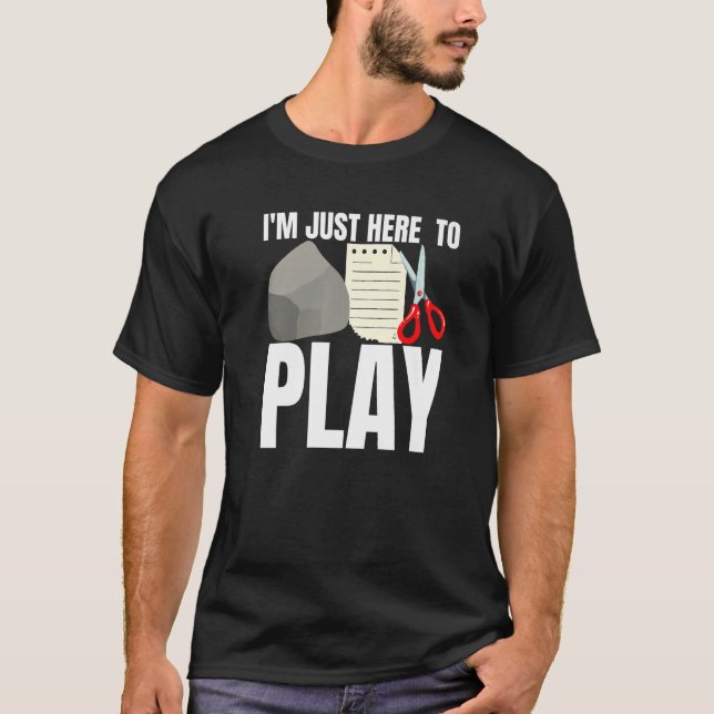 I'm Just Here To Play Rock Paper Scissors Adult De T-Shirt (Front)