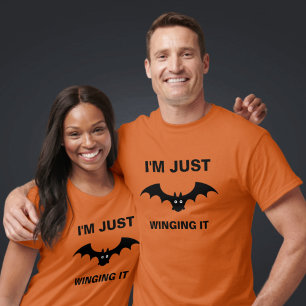 I'm Just Winging It Funny Halloween Bat Pun Family T-Shirt