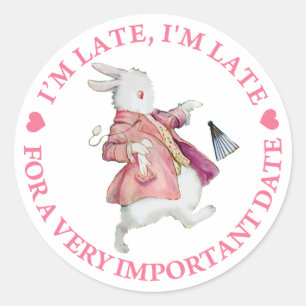 I'M LATE, I'M LATE CLASSIC ROUND STICKER