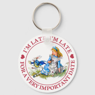 I'M LATE, I'M LATE, FOR A VERY IMPORTANT DATE KEY RING