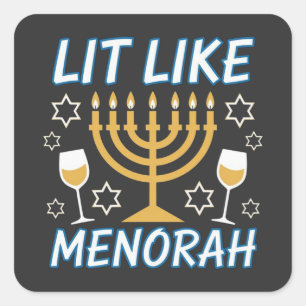 I'm Lit Like Menorah Hanukkah Jewish Menorah Holid Square Sticker