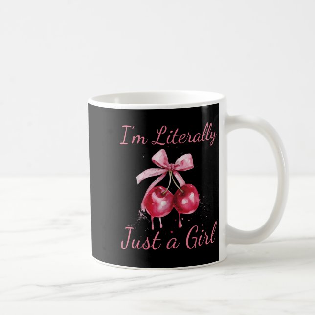 I'm Literally Just A Girl Nk Coquette Bow Cherry W Coffee Mug (Right)