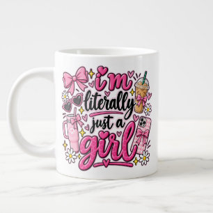 I'm Literally Just A Girl Pink Aesthetic Art Large Coffee Mug
