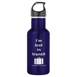 I'm Lost in Transit Travel Suitcase Dark Monotone 532 Ml Water Bottle