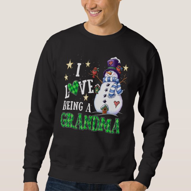 I'm Love Being A Grandma Buffalo Plaid Snowman Chr Sweatshirt (Front)